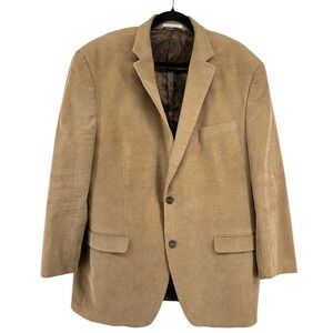 Chaps Mens Tan Corduroy Blazer Jacket‎ Paisley Lined Sport Coat